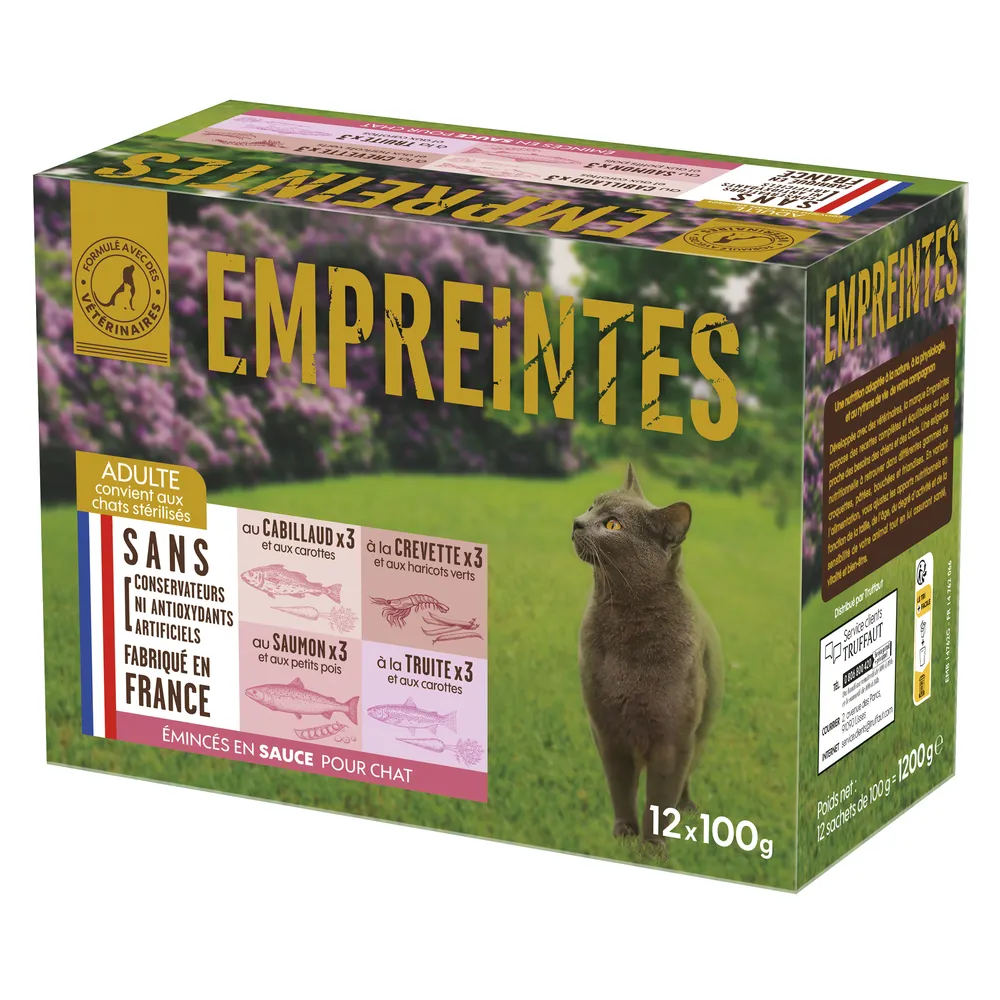 Emincés en sauce (cabillaud, crevette, saumon, truite) - Chat 12x100g