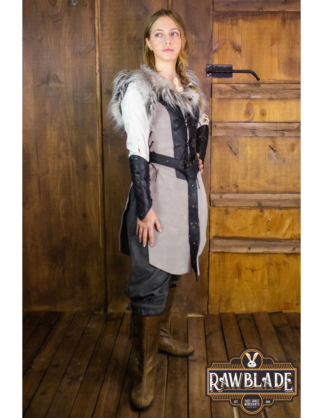 Pourpoint Hibou long en cuir pour femme, style Viking ⚔️ Boutique Épées