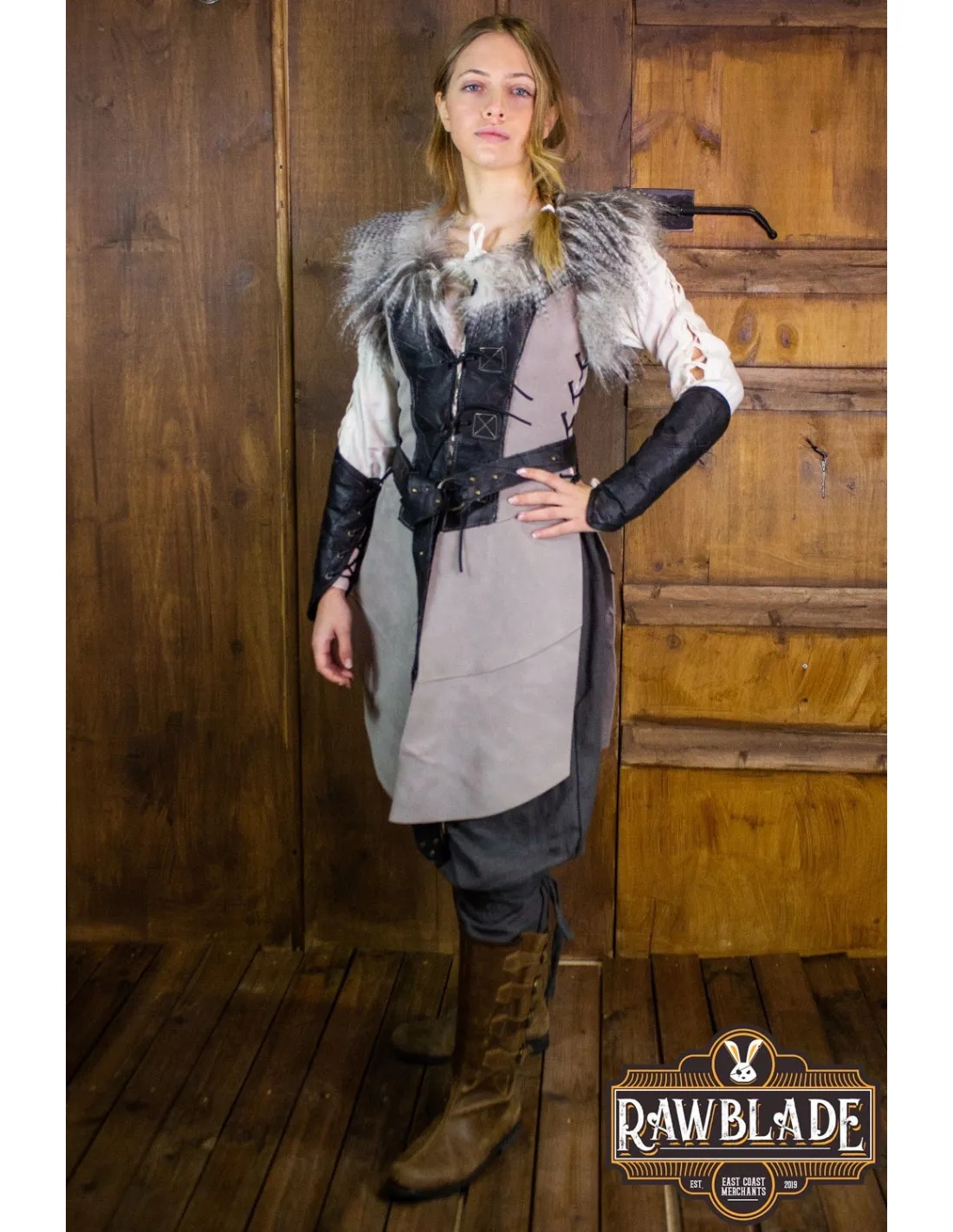Pourpoint Hibou long en cuir pour femme, style Viking ⚔️ Boutique Épées