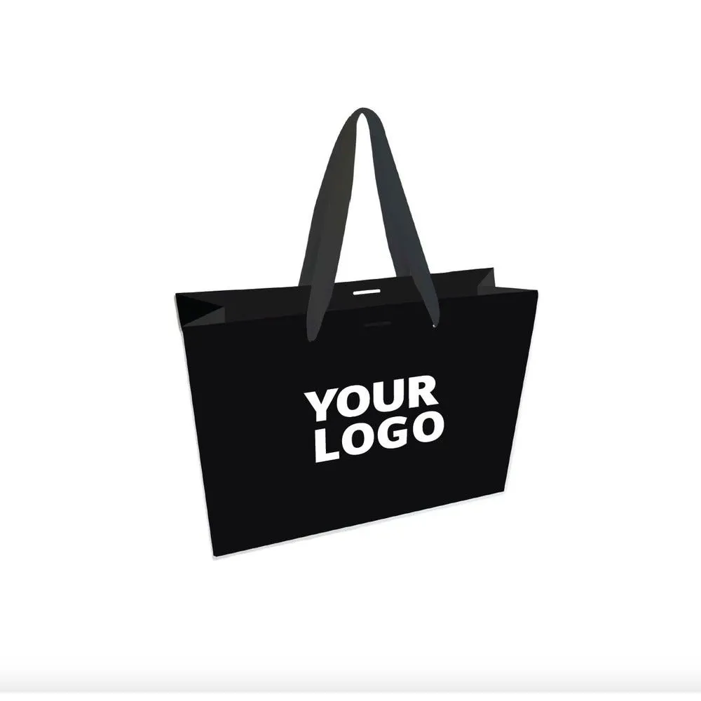 Sac papier luxe noir l (45x14x35cm) 3. Ruban satiné saumon